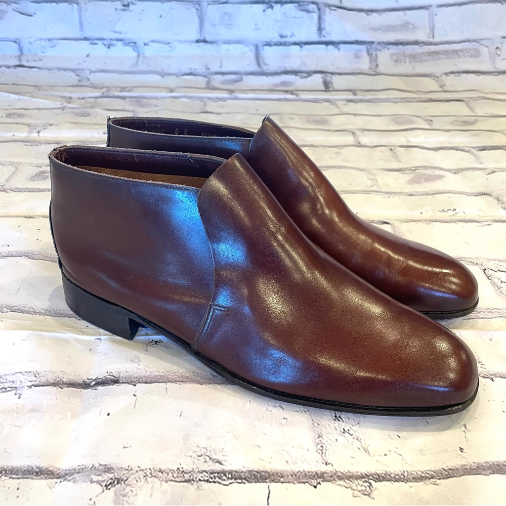 Bally Cognac Brown Men’s Leather Moc Ankle Boot Sz 8e